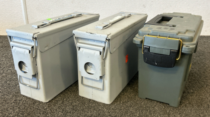 (2) Metal Ammo Cans and (1) Plastic Ammo Can