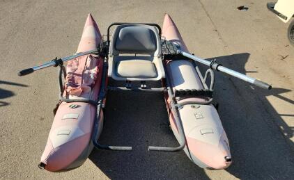 Skagit Inflatable Pontoon Boat, Pink, Includes Oars and Seat