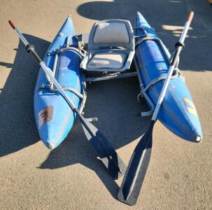 Outcast PAC 800 Inflatable Pontoon Boat, 8ft, Blue, Oars Included