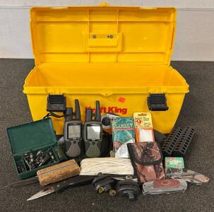 Survival Bundle Including: Pocket Knives, Gerber Saw, Rope, Gun Locks, Rhino Walkies (one powers on), and much More