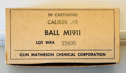 (50) Rounds Of Ball M1911 .45 Cal. By Olin Mathieson Chemical Corporation