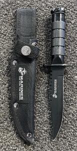 8" Black Marines Knife With Sheath