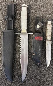 14" Jungle Boy Germ&aacute;n Surgical Steel Hunting Knife and a 8.5" Mtech Knife With Compass End
