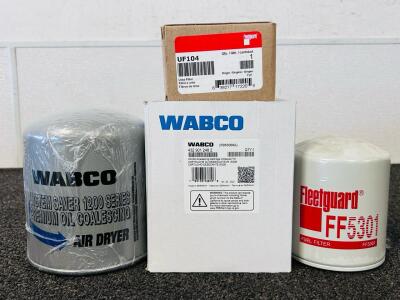 Premium Filtration Components: WABCO Air Dryer System Saver 1200 + Fleetguard Fuel & Urea Filters Kit (FF5301, UF104)