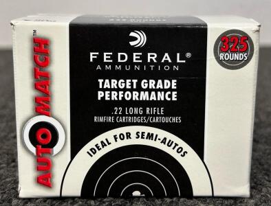 Unopened Box Of Federal Auto Match .22 Long Rifle 40 Gr. (325 Rnds)