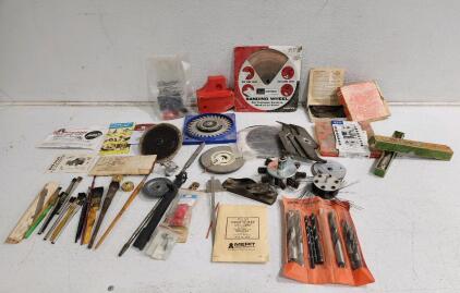 (1) Sanding Wheel (1) Molding Kit Assorted Tools, Brushes, And Saws