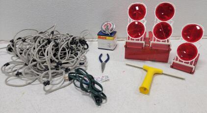(1)Anthes Vintage Roadside Emergency Reflector Set Of 3 Red Metal Case (1)Stant Locking Fuel Cap (1) Cargo Net