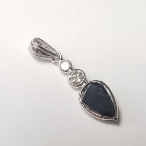 $1970 14K Black Diamond(1.7ct) Diamond(0.25ct) Pendant