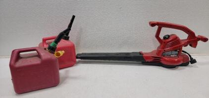 (1)Toro Leaf Blower, tested (2) Small Red Gas Cans