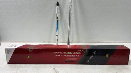 2.0 audio channels,Vizio Sound Bar 40&rdquo; ,Silver Wrap,Two pole Alignment System