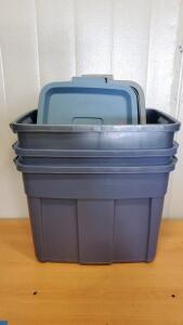 (3) 18 Gal Storage Container With Lids