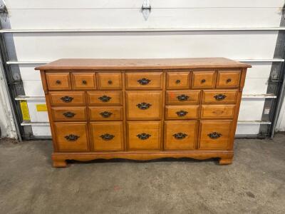 (1) Wooden 9 Drawer Dresser - 54&rdquo;Wx18&rdquo;Dx33&rdquo;T