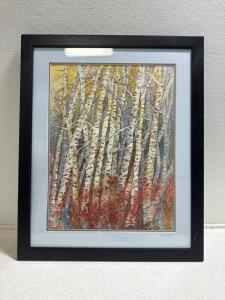 (1) Framed Watercolor Painting Of A Birch Forest- 27&rdquo;x33&rdquo;