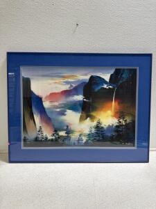 (1) Framed Printing Of Art Piece &ldquo;Evening Splendor" by H. Leung. 34&rdquo;x26&rdquo;