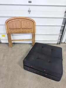 (1) Wooden Twin Bed Frame & (1) Black Futon With No Legs
