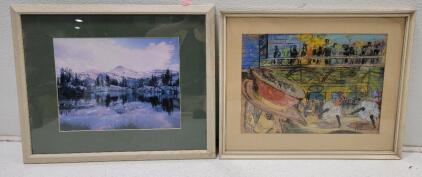 (1) Mirror Lake Photo (1) Pastels on Paper unknown artist