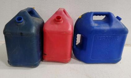 (2) Vintage Blitz 5lbs Kerosene Cans (1) Blitz 5lbs Gasoline Can