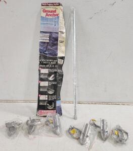 (1) Vintage 6 piece Multipurpose Ground Anchor W/ Drive Rod