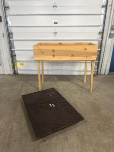 (1) Raised Wooden Planter Box 40&rdquo; Tx 24&rdquo; D x 48&rdquo; W & (1) Wooden Indian Day Bed 5&rdquo; T x 40&rdquo; W x 27&rdquo; D