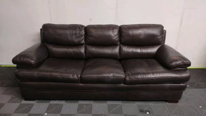 (Dark Brown) 3-Seater Leather Faux Couch