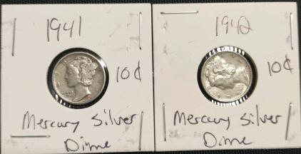 1941 & 1942 Mercury Silver Dimes