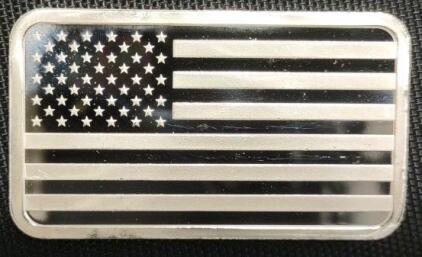 1 oz .9999 Fine Silver Bullion Bar, Eagle and American Flag Design