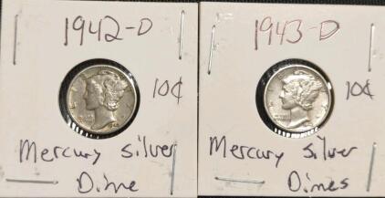 1942-D & 1943-D Mercury Silver Dimes