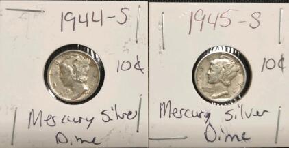 1944-S & 1945-S Mercury Silver Dimes