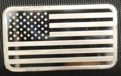 1 oz .9999 Fine Silver Bullion Bar, Eagle and American Flag Design