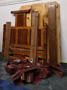 King Size Wooden Frame Water Bed w/ Water Mattress-Emptied