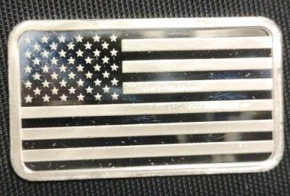 1 oz .9999 Fine Silver Bullion Bar, Eagle and American Flag Design