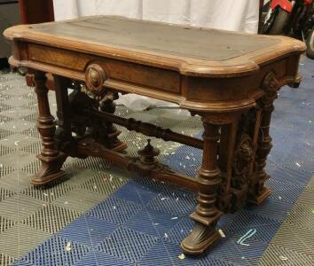47"x 28&frac12;"x 29" Antique Victorian Walnut Library Table Belter Style