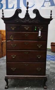 43&frac12;"x 23&frac12;"x 79&frac12;" Antique Queen Anne High Boy Dresser