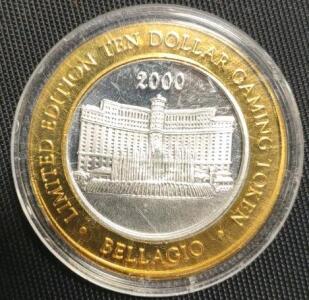 Las Vegas, NV Limited Edition $10 Gaming Token, .999 Silver, Bellagio-Celebration of the Century