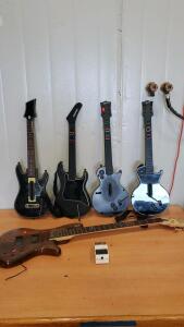 (4) Guitar Hero Wireless (1) Schuster Guitar for Part and Boss Chromatic Turner