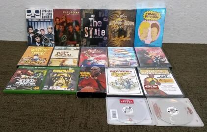 (5) Boxed DVD Sets, (9) DVDs, (1) VHS, and (2) XBOX ONE Video Games