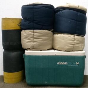 (2) Sleeping Bags, Cooler, and Anti-Fatigue Mat