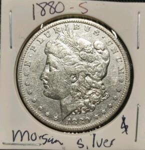 1880-S Morgan Dollar, United States, 90% Silver, Lady Liberty Design
