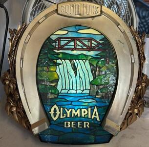 Vintage Olympia Beer Light-Up Wall Piece / 21&rdquo; L x 22&rdquo; H