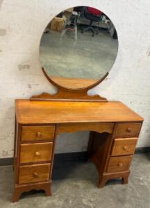 (1) Wooden Vanity With Mirror (29 7/8 Inches X 45 3/8 Inches)