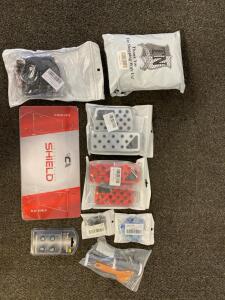 Car Accessories Including, (3) Sets Pedal Pads, (4) Sunshades, Seat Belt Covers, Steering Wheel Cover, Tire Valve Stem Caps, License Plate Shield And More