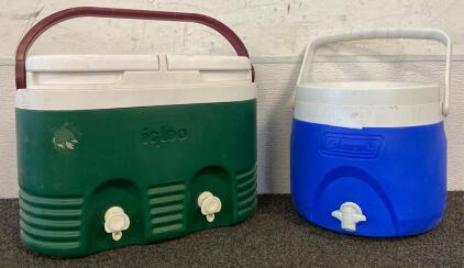 Split Igloo Cooler, And Coleman Cooler