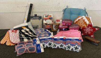 Curtains, Smoke Alarm, Hookboard, Blanket, Oven Mitts, School Supplies Containers, Fourth Of July Glasses, Incense Burner And More