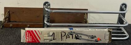 Wooden Coat Hanger W/ Shelf, Bathroom Towel Holder & Heavy Duty Appliance Rollers