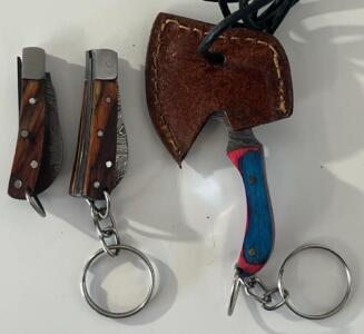 Mini Hatchet Knife & Two Mini Pocket Knives