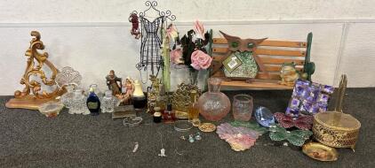 Antique Perume Bottles (Open Containers), Jewelry Holders, Jewelry, And More!!