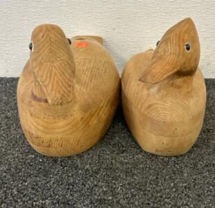 2 Wooden Taxidermy Ducks