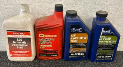 (1) Pure Polaris ATV Angle Drive Fluid, (1) Pure Polaris Premium LT Fluid Front Gearcase Fluid For LT Demand Front Drives, (1) Motorcraft Continuously Variable Chain Type Transmission Fluid, (1) Isuzu SCS Automatic Transmission Fluid