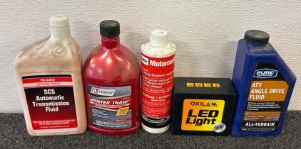 (1) Penray Winter Thaw Emergency Diesel Treatment,(1)Isuzu Genuine SCS Automatic Transmission Fluid, (1) Pure Polaris ATV Angle Drive Fluid, (1) Oxilam LED Light, (1) Motorcraft Diesel Cooling System Additive