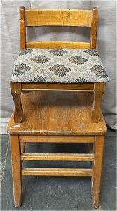 Wooden Dining Chair & Vintage Footrest